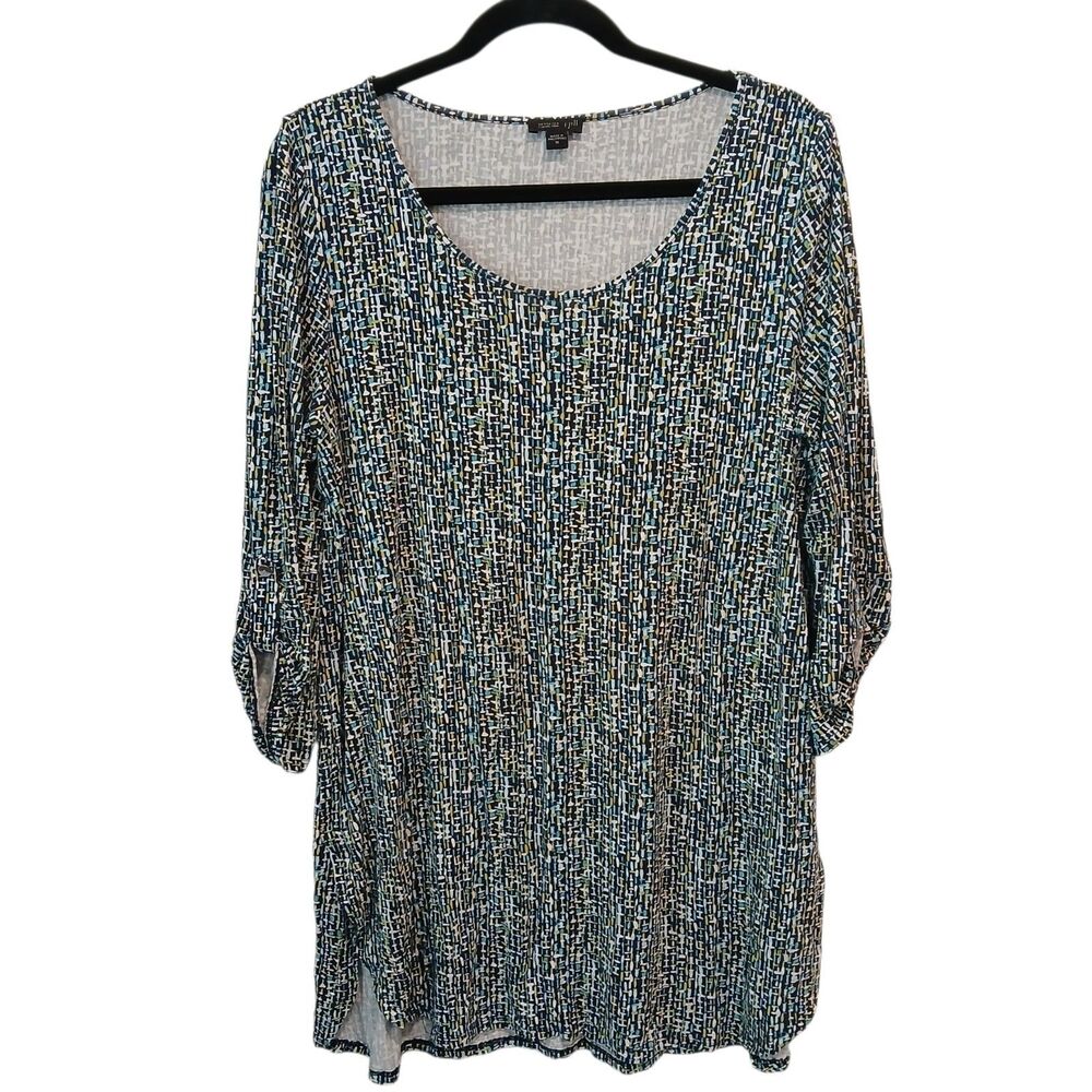 J. Jill Wearever Collection Medium 3/4 Tab Sleeve‎ Tunic Top Stretch Travel